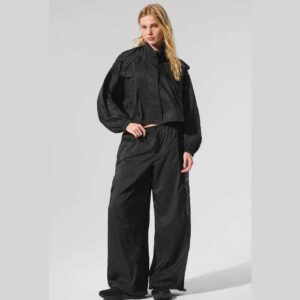 Cropped Game Time Full Zip Jacket Black