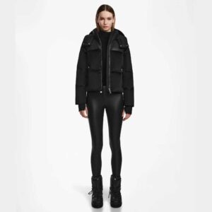 Delilah women’s velvet down puffer with removable sleeves
