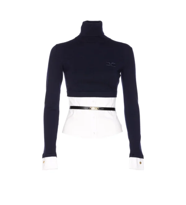 Elisabetta Franchi Turtleneck Belted Waist Jumper