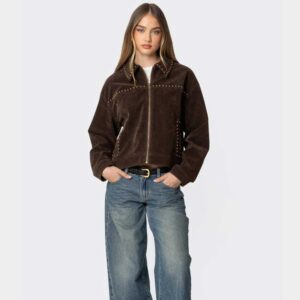 EDIKTED Memphis Studded Faux Suede Jacket