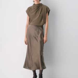 Babaton Slip Satin Maxi Skirt