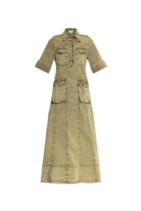 Ganni Short-Sleeved Midi Shirt Dress