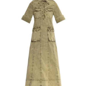 Ganni Short-Sleeved Midi Shirt Dress