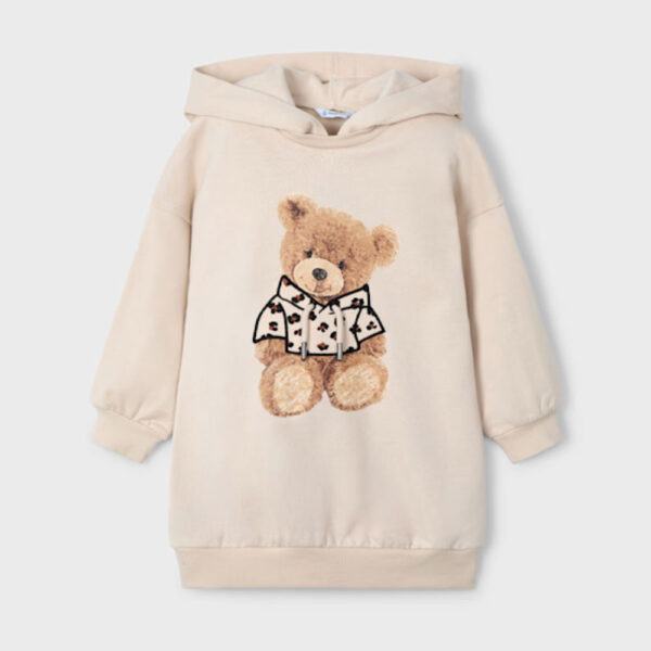 Girl Hooded Dress Sand