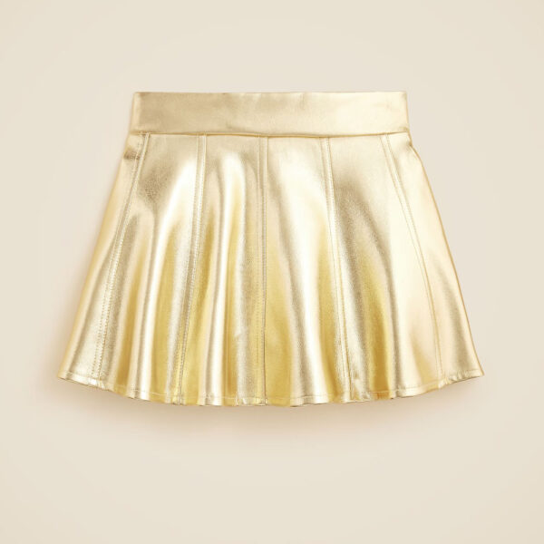 Girls' picture day skirt in faux metallic leather