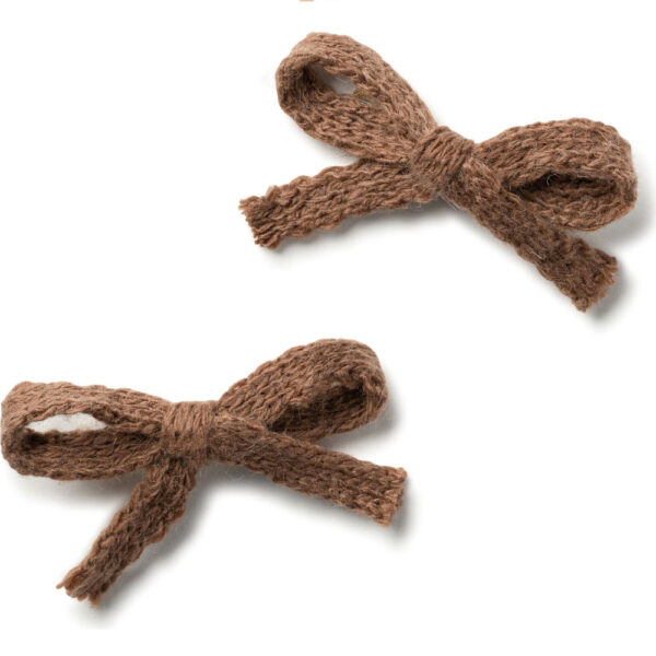 Halo Luxe Avery Ribbed Knit Double Clip Set, Chocolate