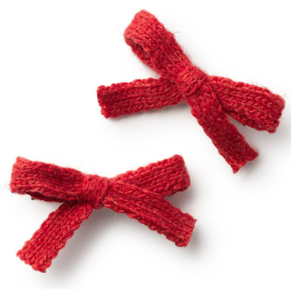 Halo Luxe Avery Ribbed Knit Double Clip Set, Red