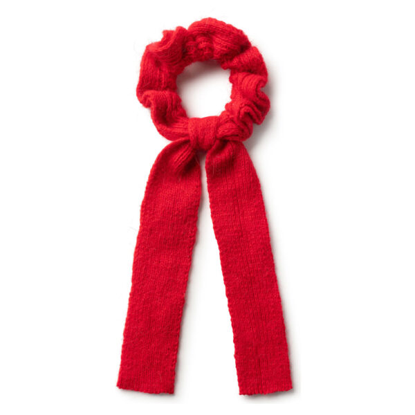 Halo Luxe Avery Ribbed Knit Long Tail Scrunchie, Red