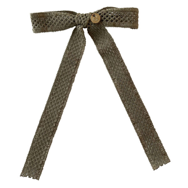 Halo Luxe Della Chenille Lace Bow Long Tail Clip, Sage