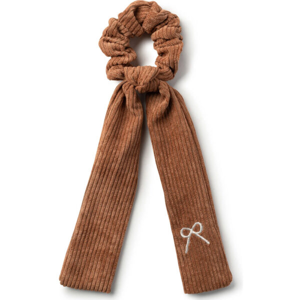Halo Luxe Mia Corduroy Signature Bow Logo Long Tail Scrunchie