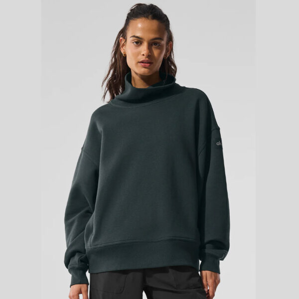 Hazy Mock Neck Pullover Charcoal Green