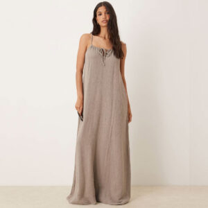 JDY cheesecloth maxi dress in brown