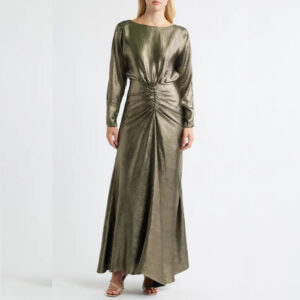 Julia Jordan Metallic Long Sleeve Gown