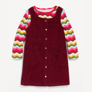 Long-Sleeve T-Shirt and Corduroy Dress Set for Toddler Girls