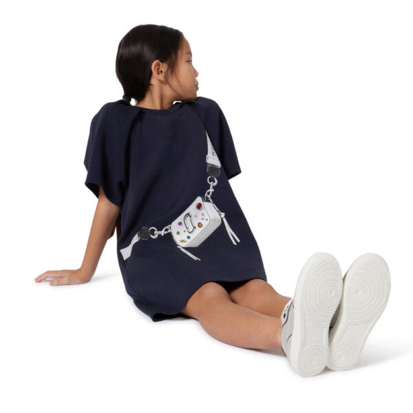 MARC JACOBS Girls Navy Blue Scuba Jersey Snapshot Bag Dress