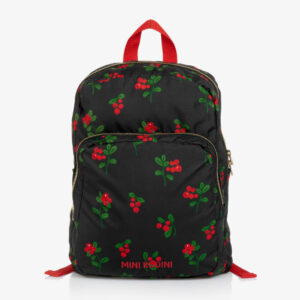 Mini Rodini Girls Black Canvas Berry Print Backpack (34cm)