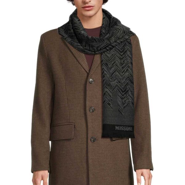 Missoni Logo Chevron Wool-Blend Scarf BLACK MULTI