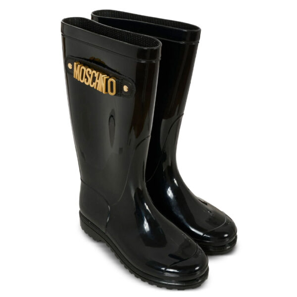 Moschino Kids logo round-toe rain boots