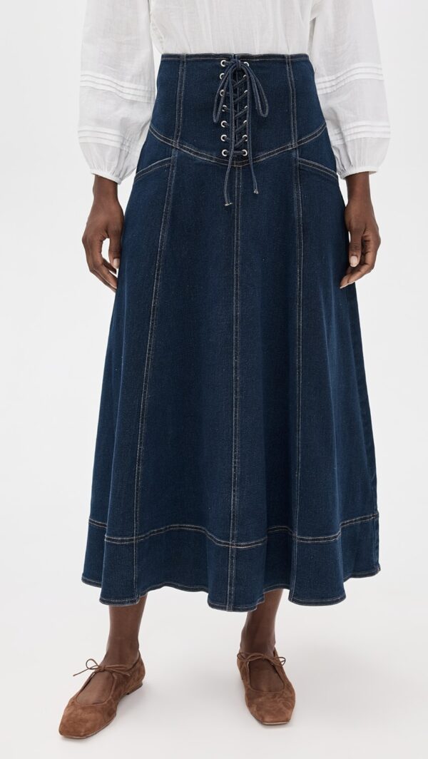 Moon River Denim Midi Skirt