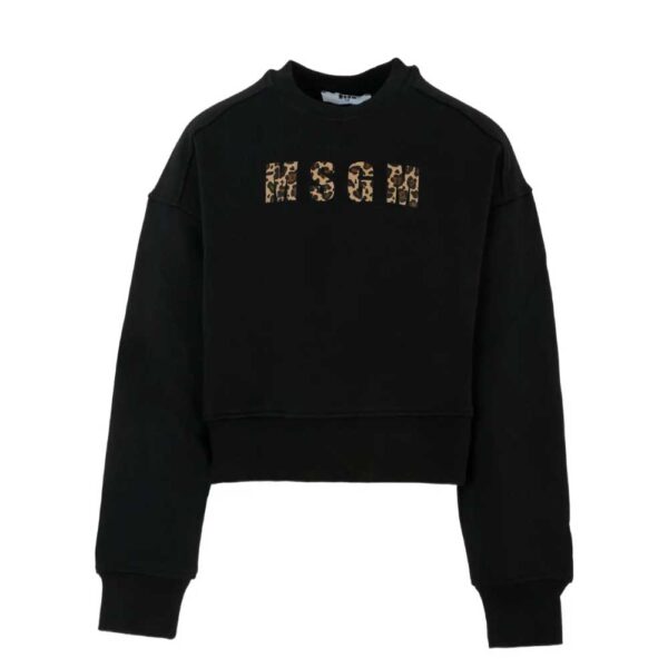 MSGM Kids leopard-print logo sweatshirt