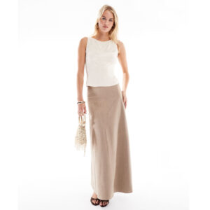 ONLY Tall faux suede maxi skirt in stone
