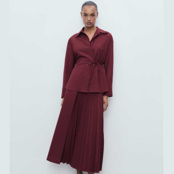 Wrap shirt with bow Burgundy