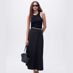 Pleated crossover skirt Navy