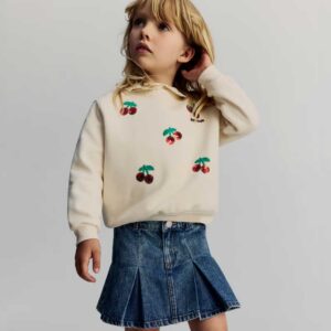 Pleated Denim Skirt Denim blue