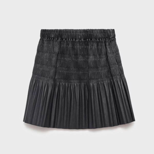 Pleated leather-effect skirt Black