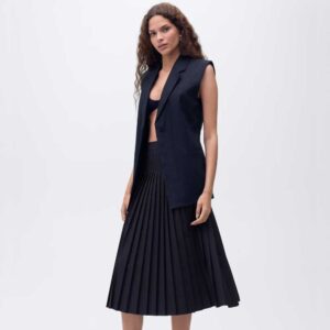 Pleated midi skirt Dark Navy