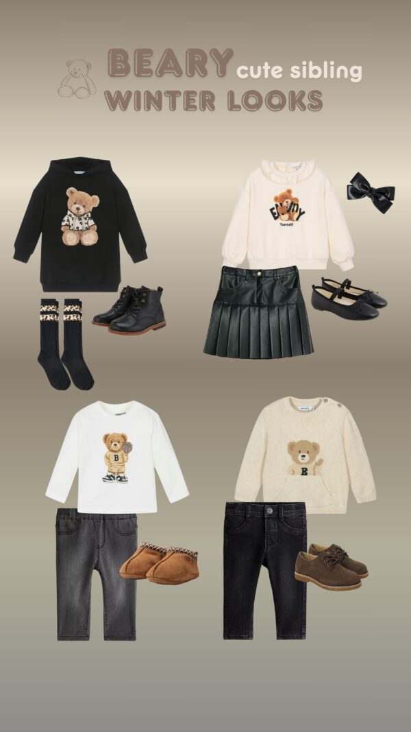 Beary Cute Sibling Winter Looks
