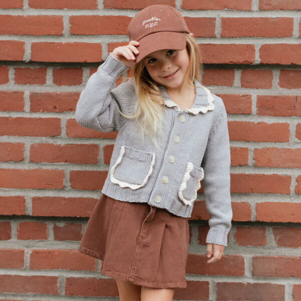 Rylee + Cru Pleated Denim Skirt || Washed Brown