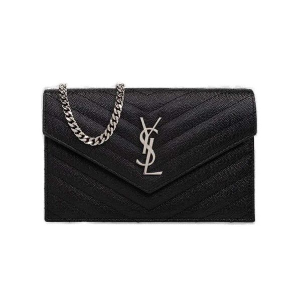 Saint Laurent Cassandre Matelassé Envelope Chain Wallet