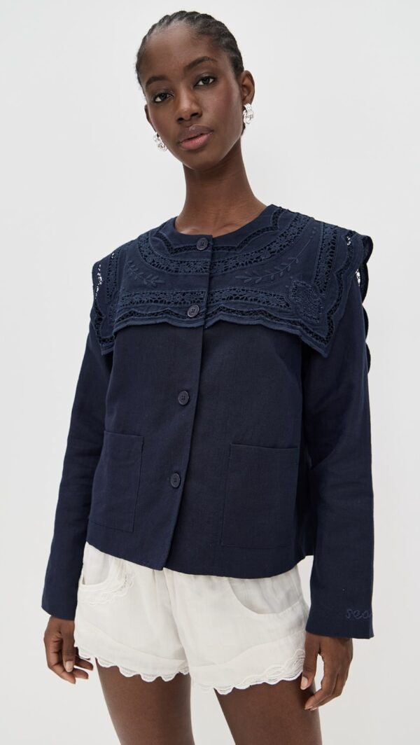 Sea Marie Embroidery Jacket Navy