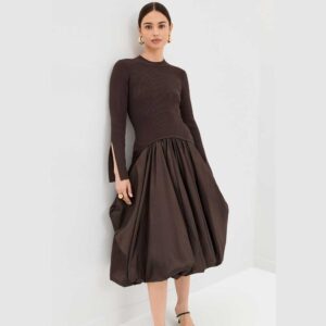 SIMKHAI Kenlie Mock Neck Midi Dress