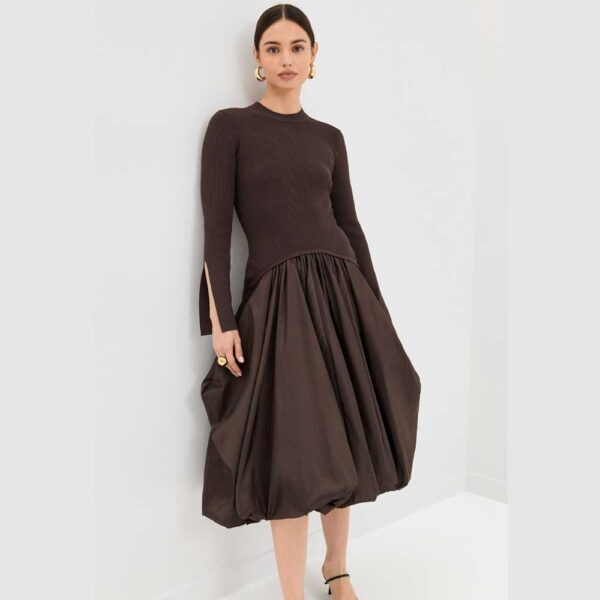 SIMKHAI Kenlie Mock Neck Midi Dress