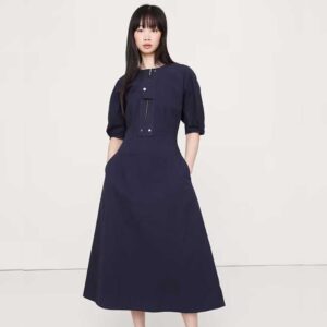 STRETCH-COTTON TWILL UTILITY MIDI DRESS