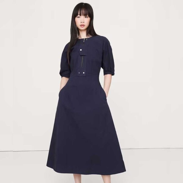 STRETCH-COTTON TWILL UTILITY MIDI DRESS