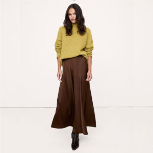 Stretch-Satin Maxi Skirt Espresso Brown
