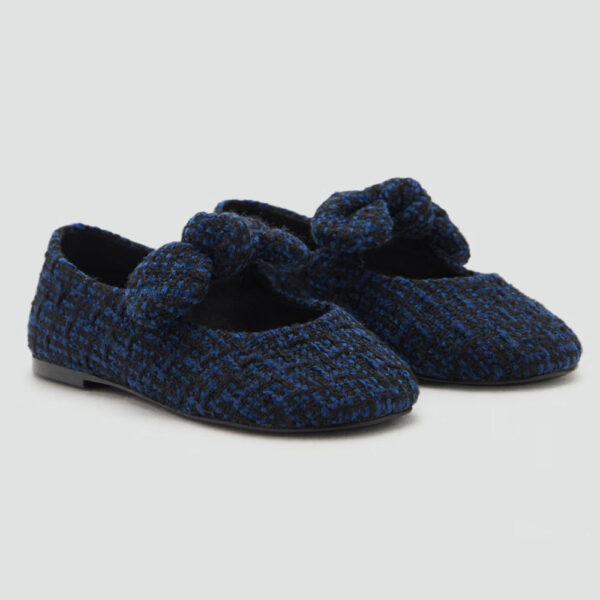 Tweed ballet flats with bow Black