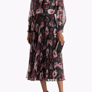 MIKAEL AGHAL Pleated floral-print crepon midi dress