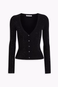 AUTUMN CASHMERE Crystal-embellished ribbed-knit cardigan