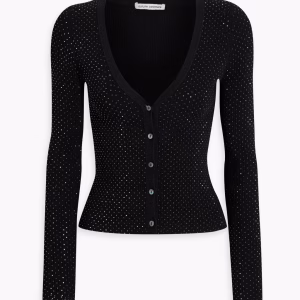 AUTUMN CASHMERE Crystal-embellished ribbed-knit cardigan