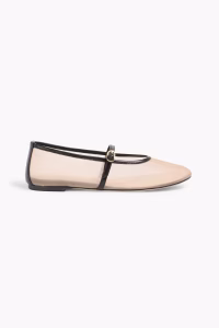 STUART WEITZMAN Bareitall leather-trimmed mesh Mary Jane flats