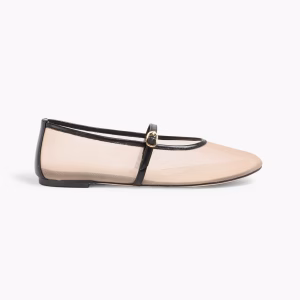 STUART WEITZMAN Bareitall leather-trimmed mesh Mary Jane flats