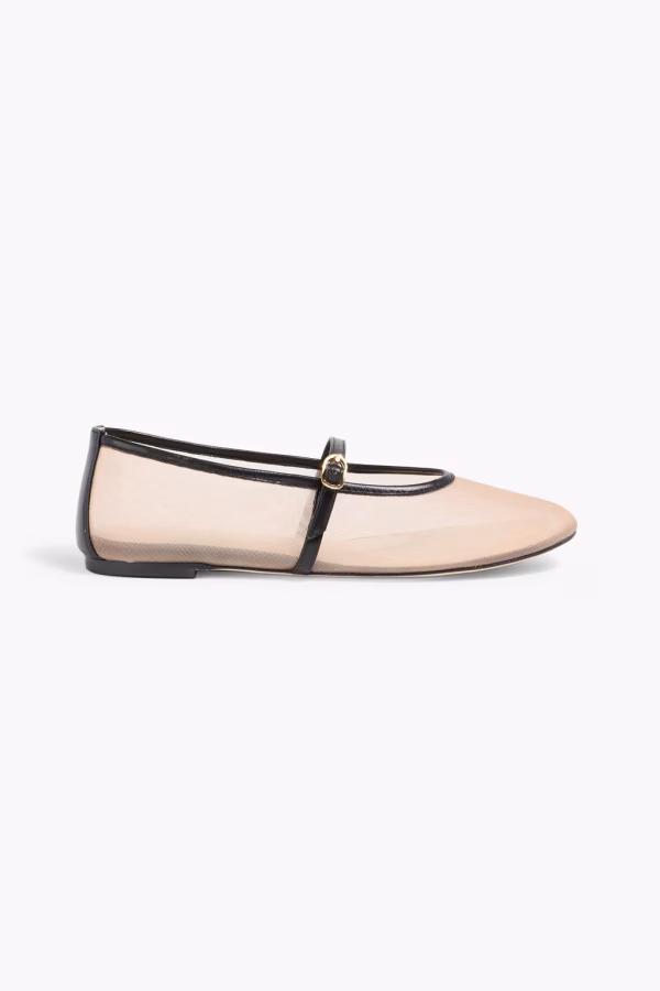 STUART WEITZMAN Bareitall leather-trimmed mesh Mary Jane flats