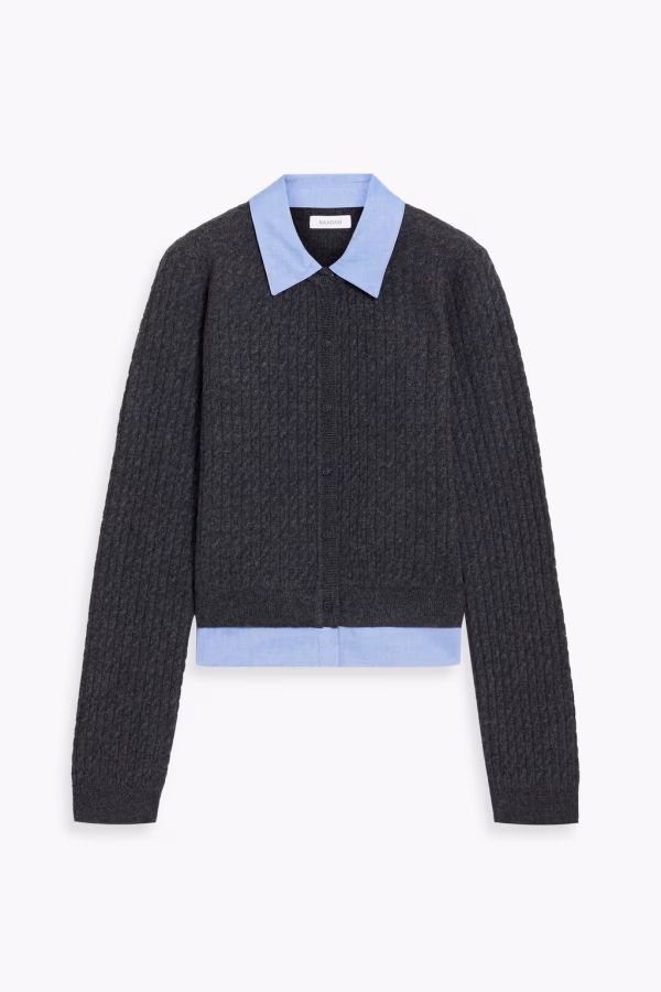 NAADAM Poplin-paneled wool and cashmere-blend cardigan