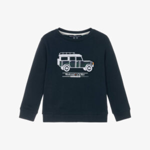 Week-end à la mer Boys Navy Blue Cotton Jeep Sweatshirt