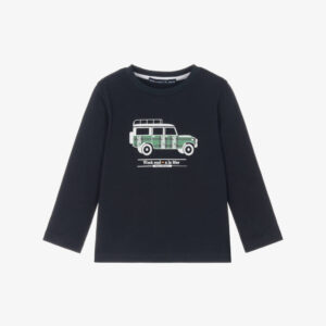 Week-end à la mer Boys Navy Blue Cotton Jeep Top