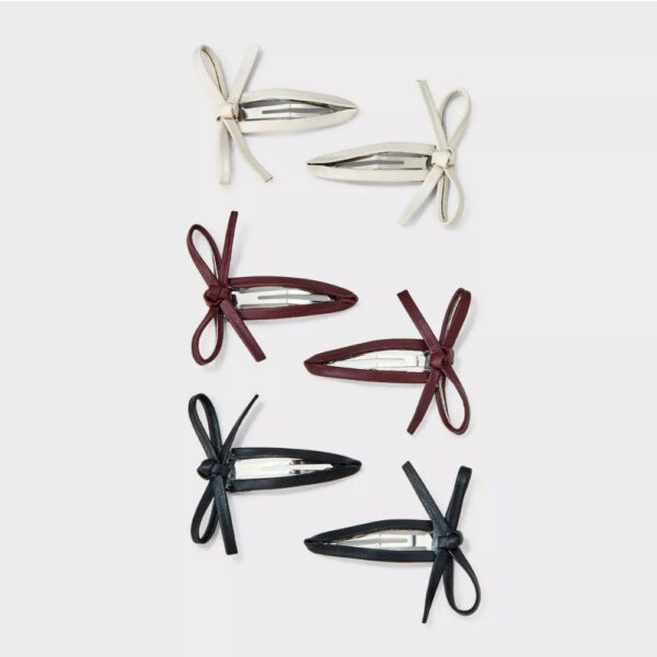 Wild Fable™  Leather Bow Salon Hair Clip Set 6pc